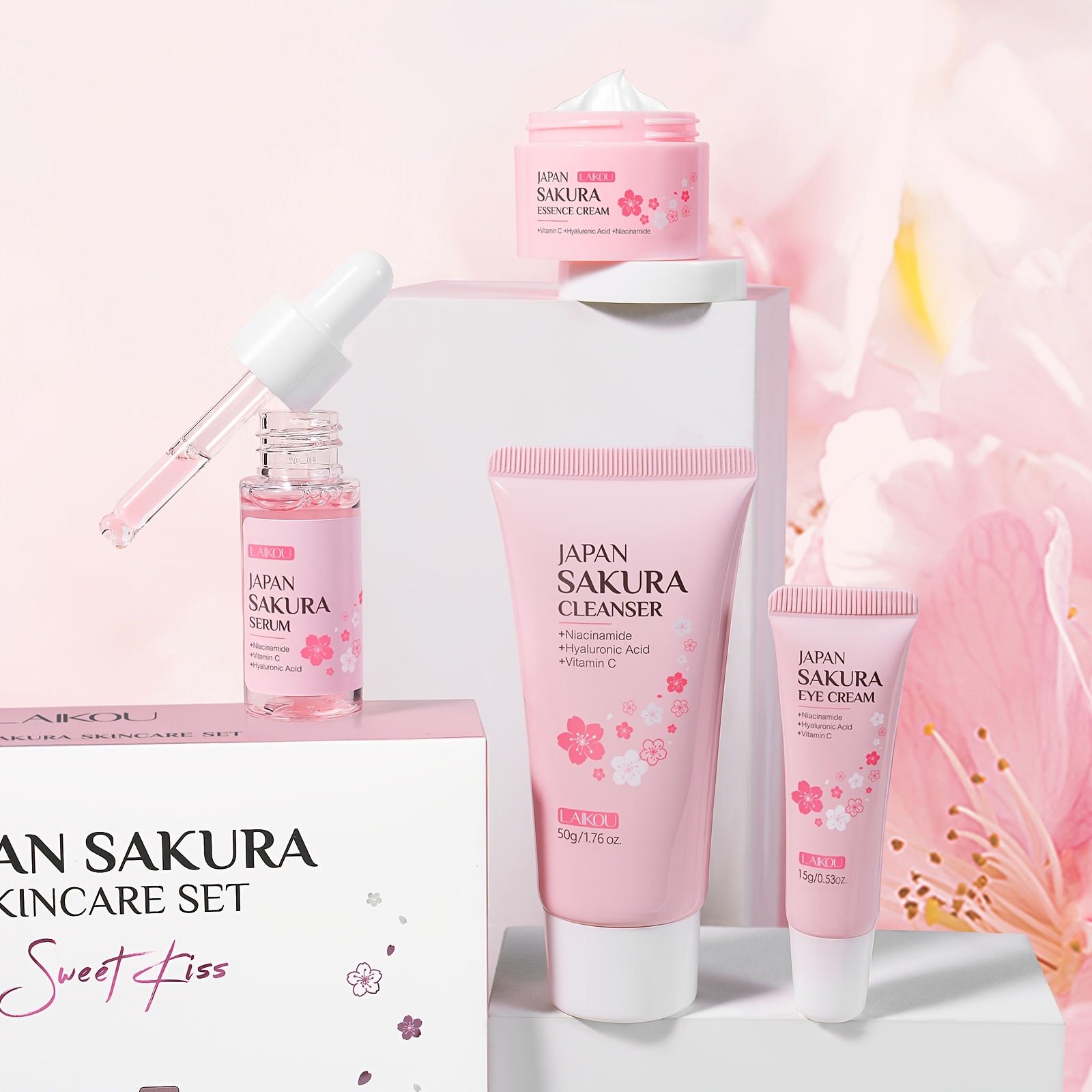 japan sakura skincare 4pcs gift box set rich moisturizing - Temu