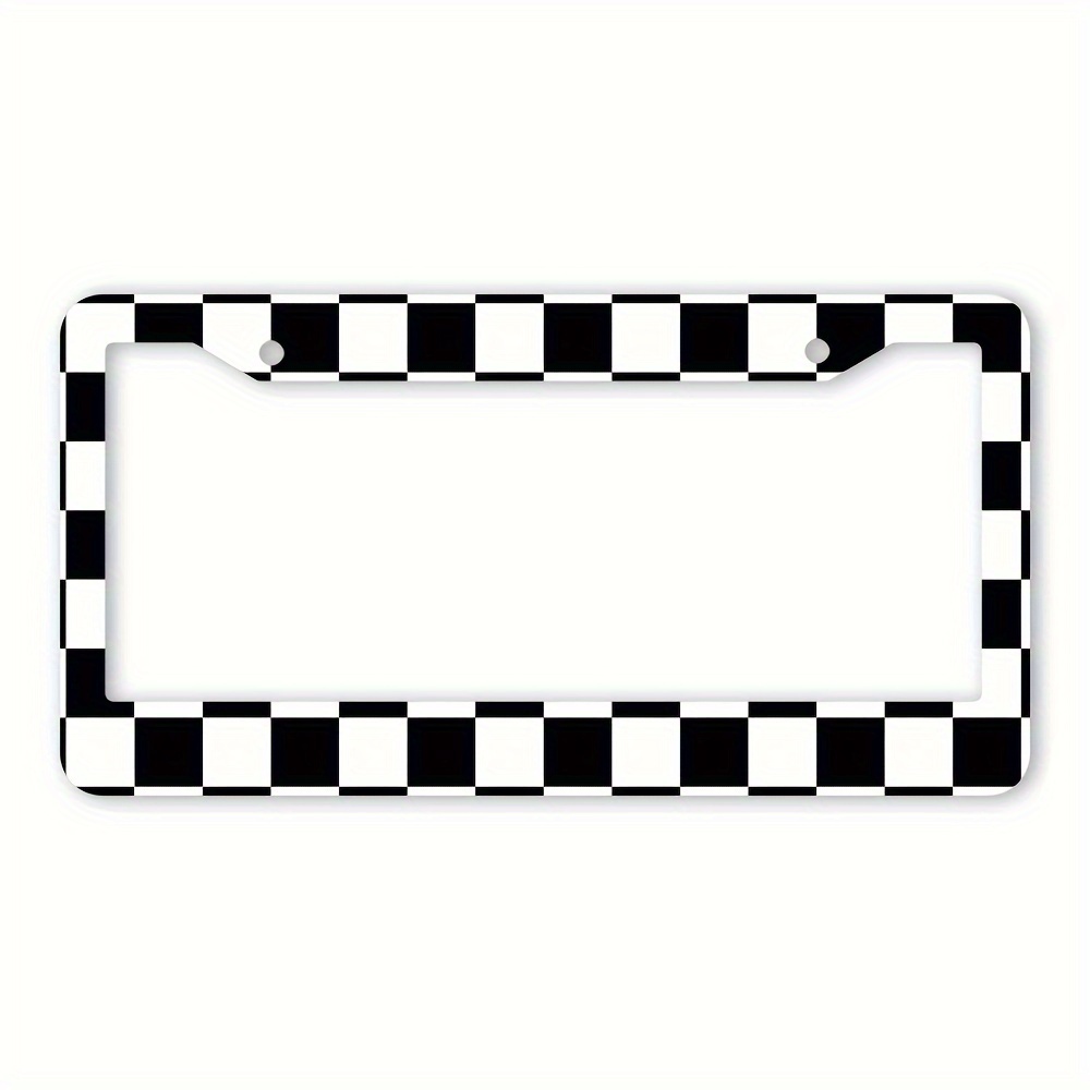 

Aluminum Alloy Frame - Checkered Car Tag , Universal Us Size, For -