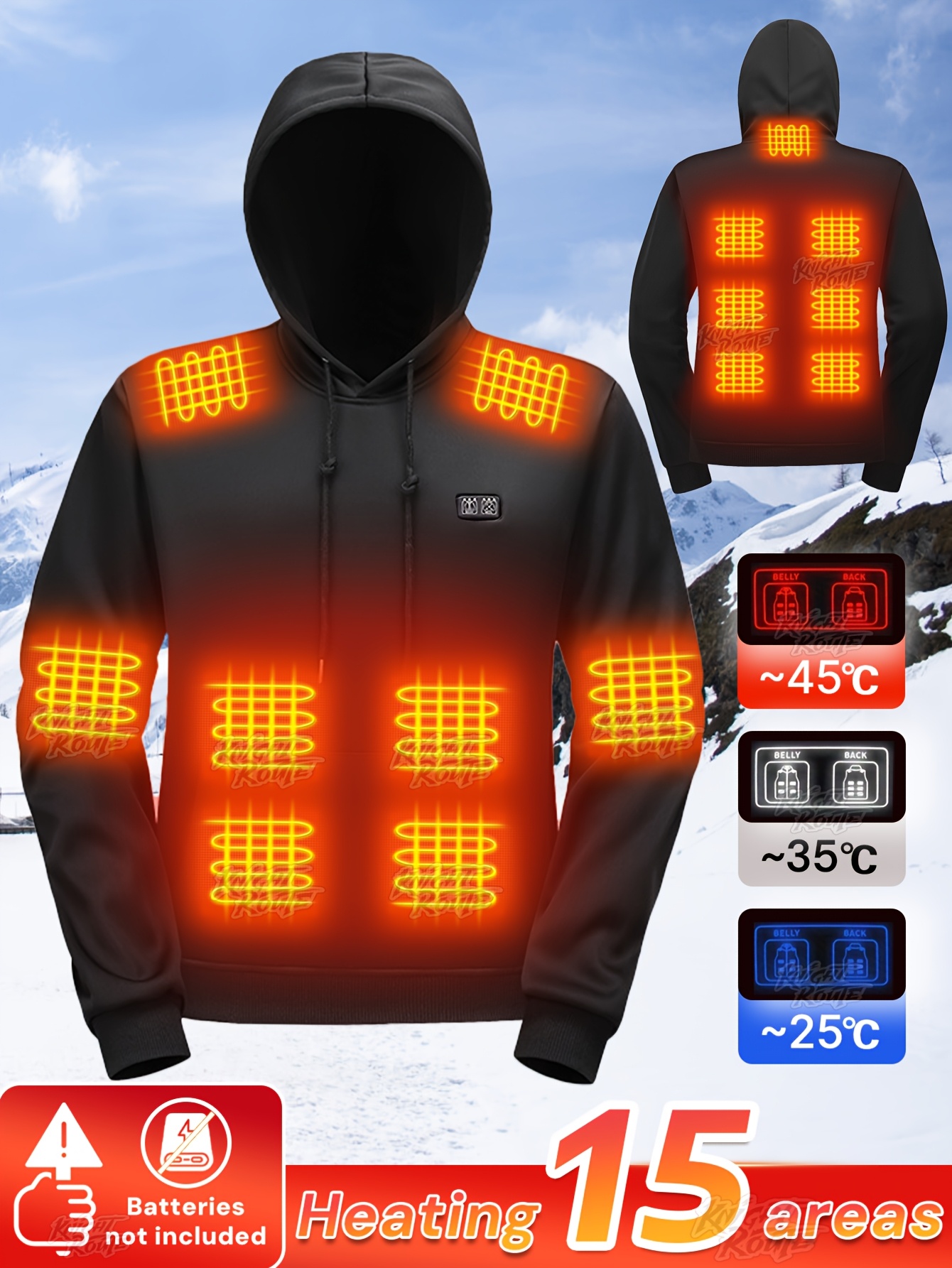 Men's Heated Jacket Vest, Long Sleeve Hooded Jacket
