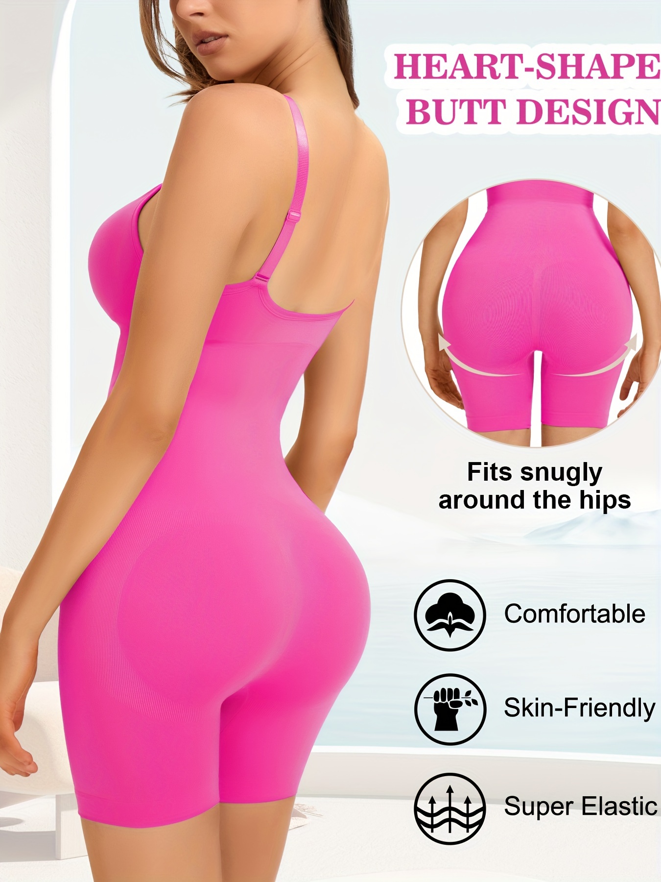 Seamless Solid Shaping Romper, Tummy Control Butt Lifting Elastic Body  Shaper, Women's Underwear & Shapewear