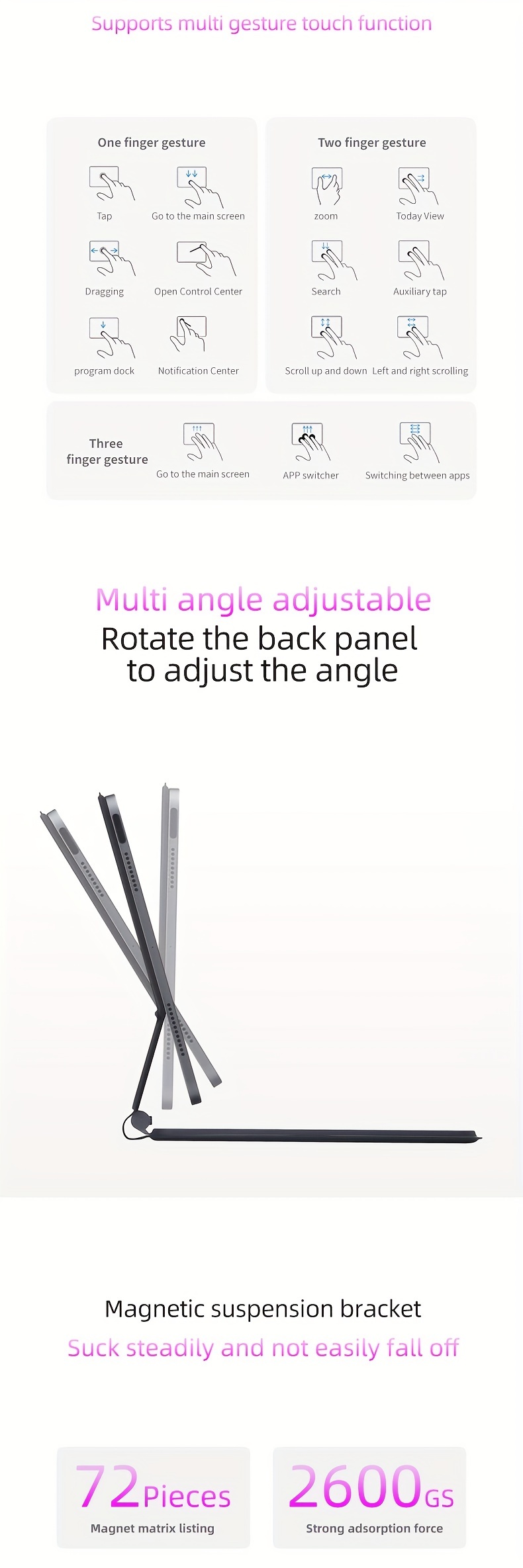 Magic Keyboard Case for iPad Air 13 Inch (2024) & Pro 12.9 Inch - 3/4/5/6th Gen, Multi-Touch Trackpad, Backlit Keys, Easy-Set Floating Cantilever Stand, USB-C Charging, Black, Multi-Color Backlit Keys, Precision Multi-Touch Support, Sleek Tablet Design, Durable Tablet Cover