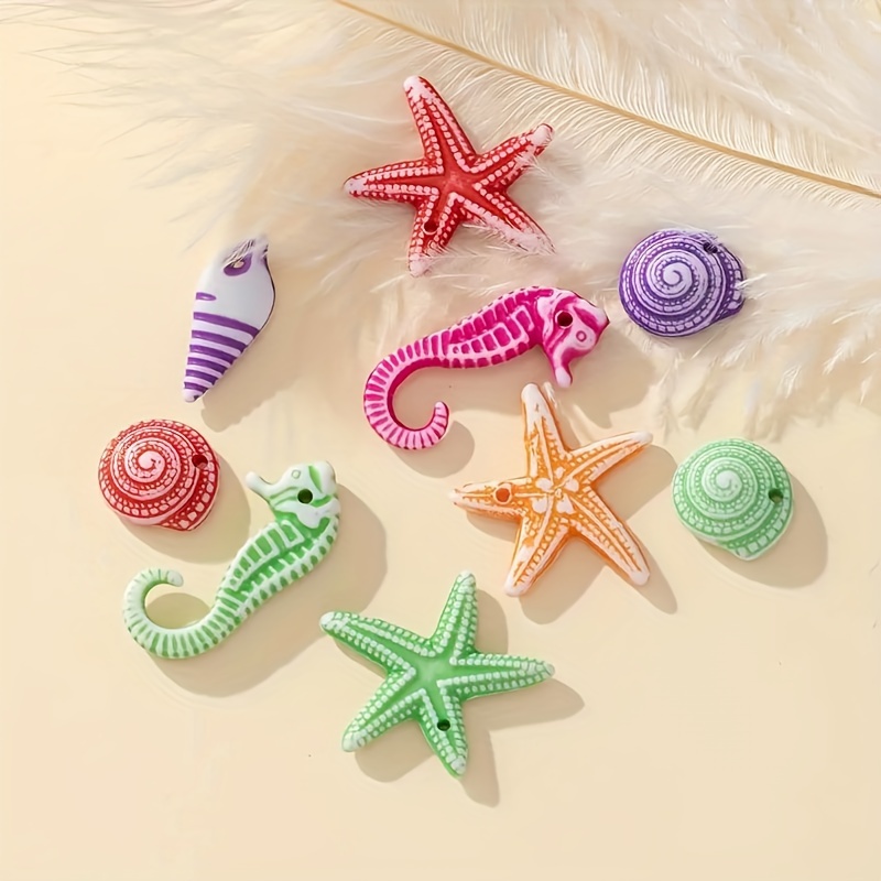 Image of 25g Acrylic Seahorse Starfish Beads Handmade Earrings Bracelet Craft Materials