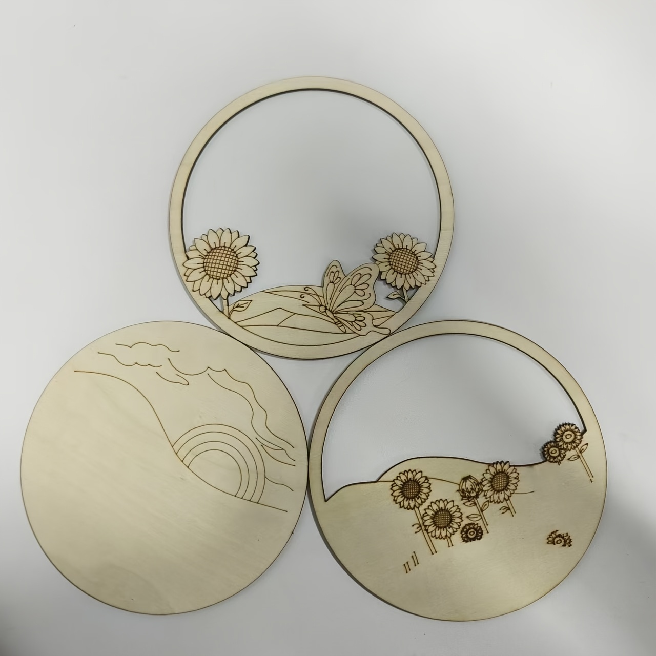 TEMU 2d Flat - 【2d Flat】 2d Flat - [2d Flat] 2d Flat, 3-layer Wooden Sunflower Decorative Ornament, Paint-by-number Wooden Kit, Unfinished Layered
