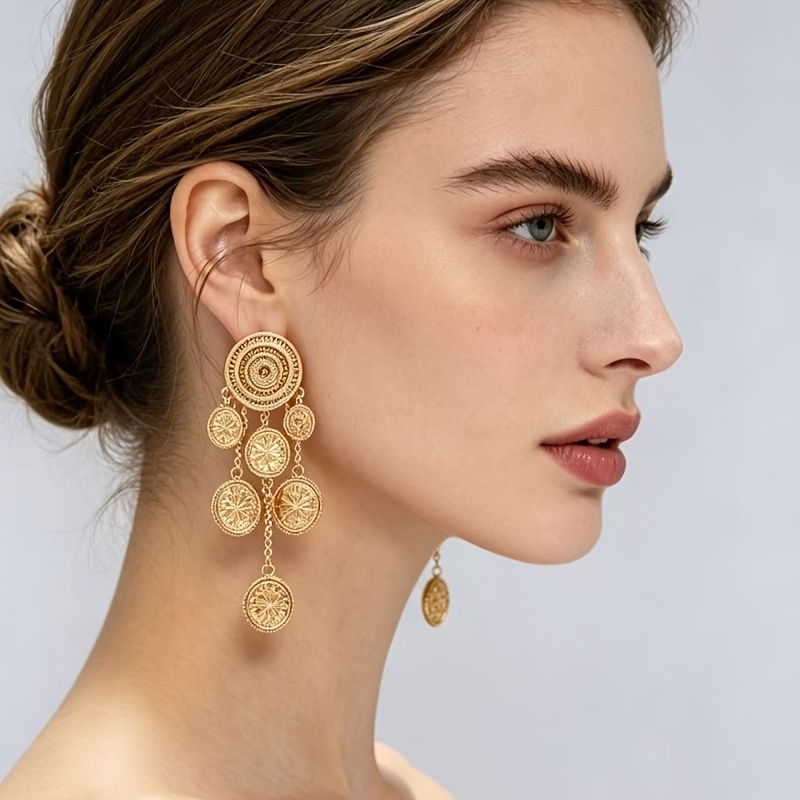 TEMU Une paire de boucles d'oreilles élégantes de style bohème vintage