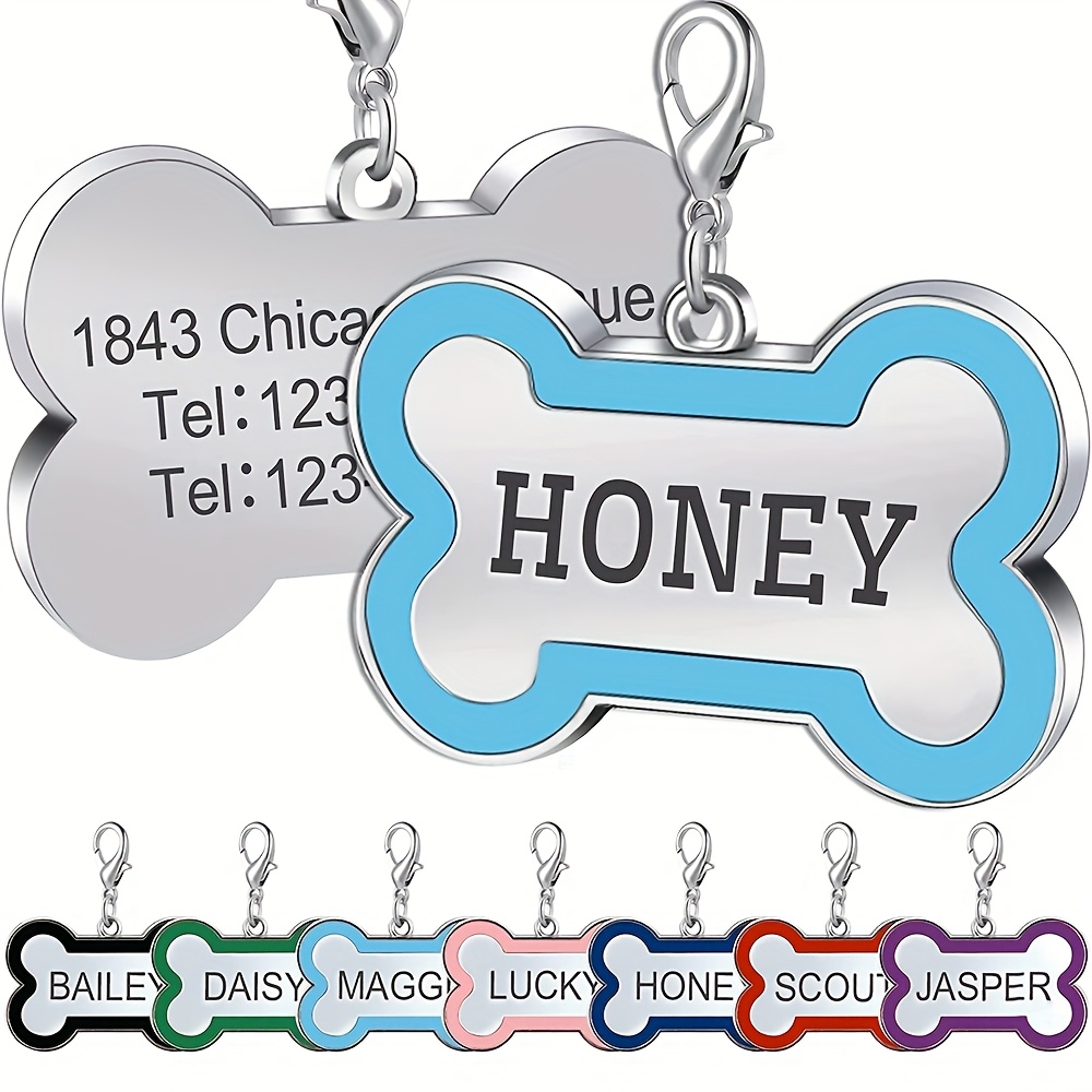 TEMU Placca Metallica Personalizzata - Identificativo per Animali Domestici a Forma di con & Informazioni di Contatto, Design Anti-Smarrimento, per