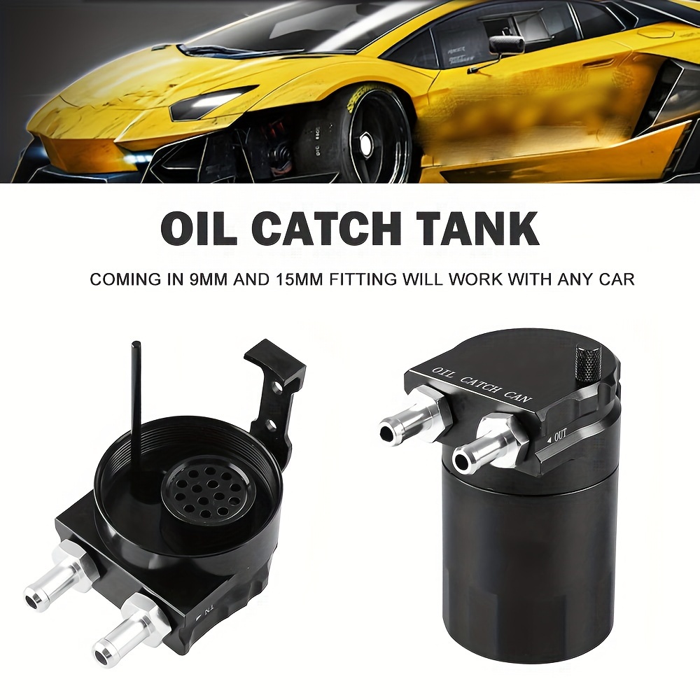 

Universal 350ml Oil Catch Can Tank 0046 Aluminum Polish Reservoir Black