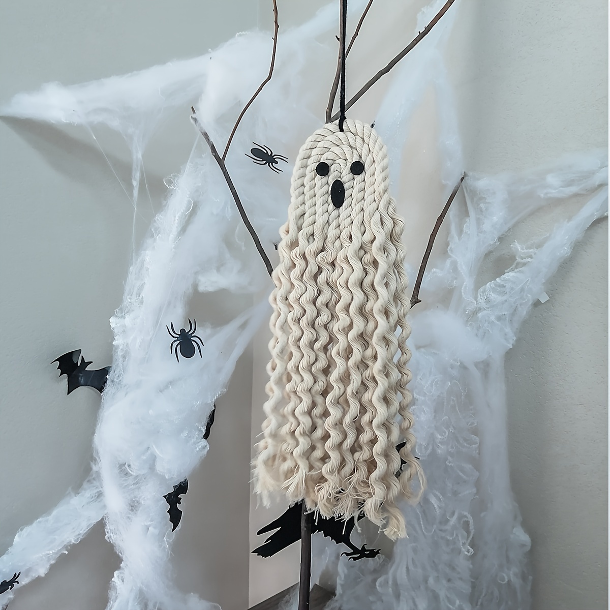 

1pc, Halloween Decoration Hanging Ornaments Hand-woven Ghost Wall Hanging Holiday Scene Arrangement Decorations