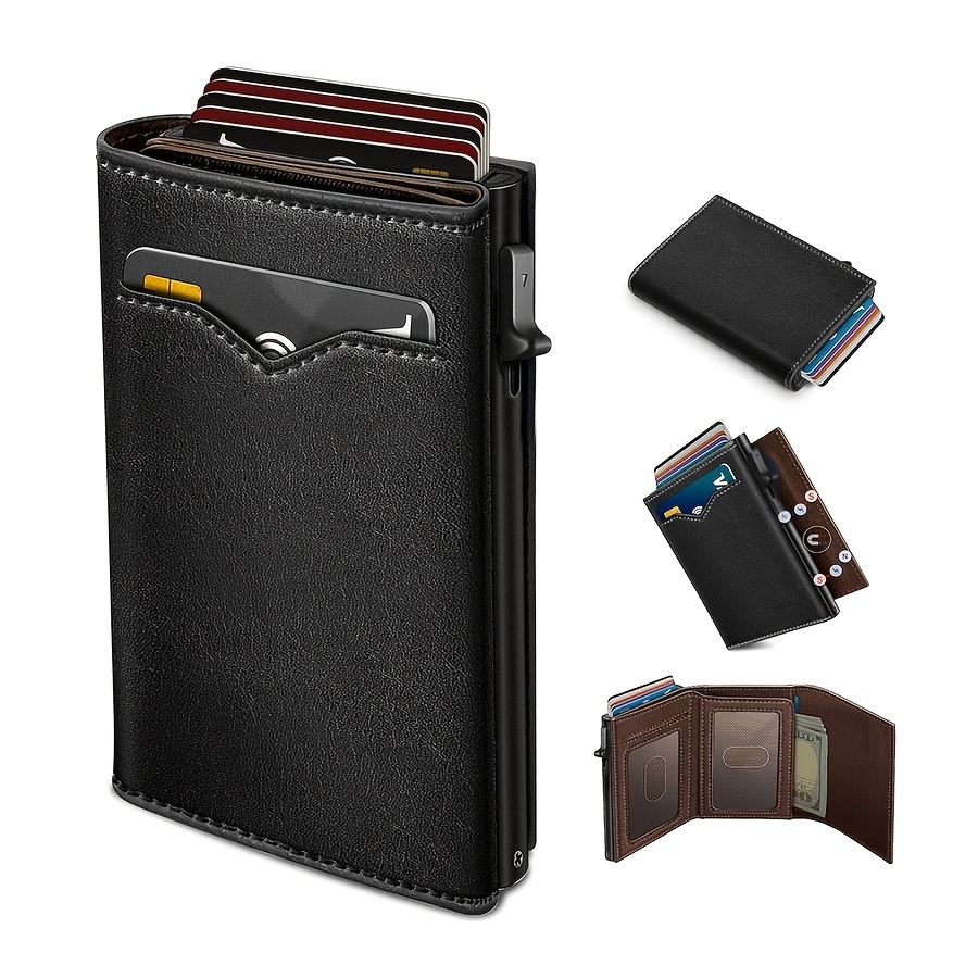TEMU Portefeuille Pop-Up pour Homme avec Blocage RFID, Porte-Cartes de Crédit à , Portefeuille à Volets avec Fenêtres Transparentes pour Pièce