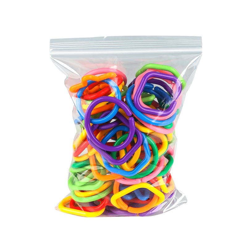 TEMU 120pcs Large Multi-colored Ring Toy Set, Various Colors | Multiple Shapes | Pp Material, High-quality Early Learning Teaching Aid, Suitable For