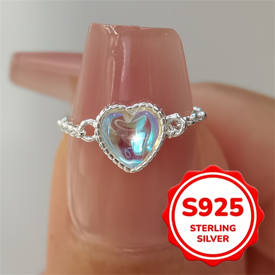 

925 Sterling Silver Ring Dainty Inlaid Waterish High Quality Engagement / Wedding Ring Gift For Her (jewelry 0.67g 0.024oz)