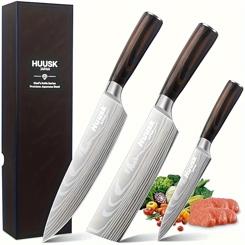 

Knives Set, Japanese Chef Knife Set Professional Kitchen Knife Set, Ultra Sharp Cooking Knives Sets With Wood Handle For Home, Outdoor Camping Bbq, Gift Idea Men