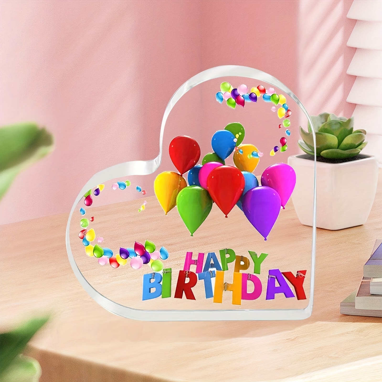 

1pc Acrylic Happy Birthday Balloon Office Desktop Gift Decoration Ornament To Send Sister, Friends, Family Bedroom Decorations