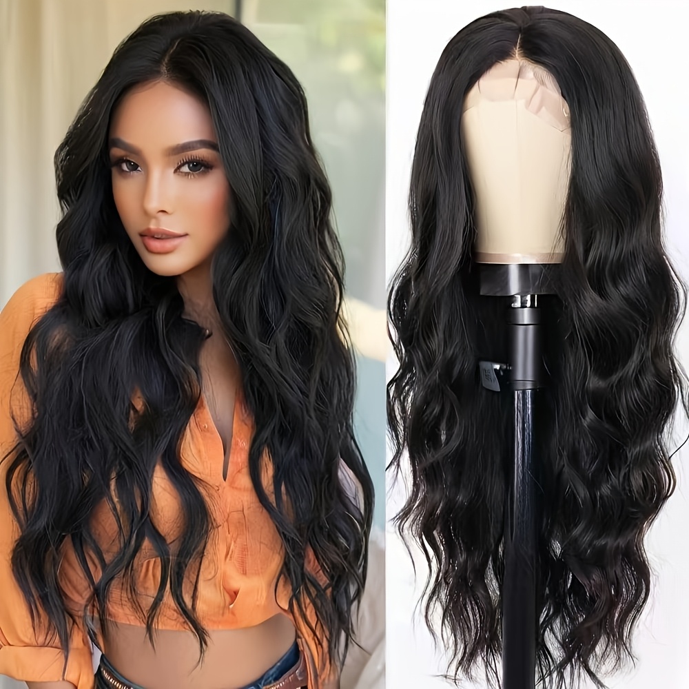 E-shop Elegante 81 cm lange, gewellte Perücke mit mittlerer Haarmitte, hergestellt aus hitzebeständigen Fasern, geeignet für den und Partys, mit