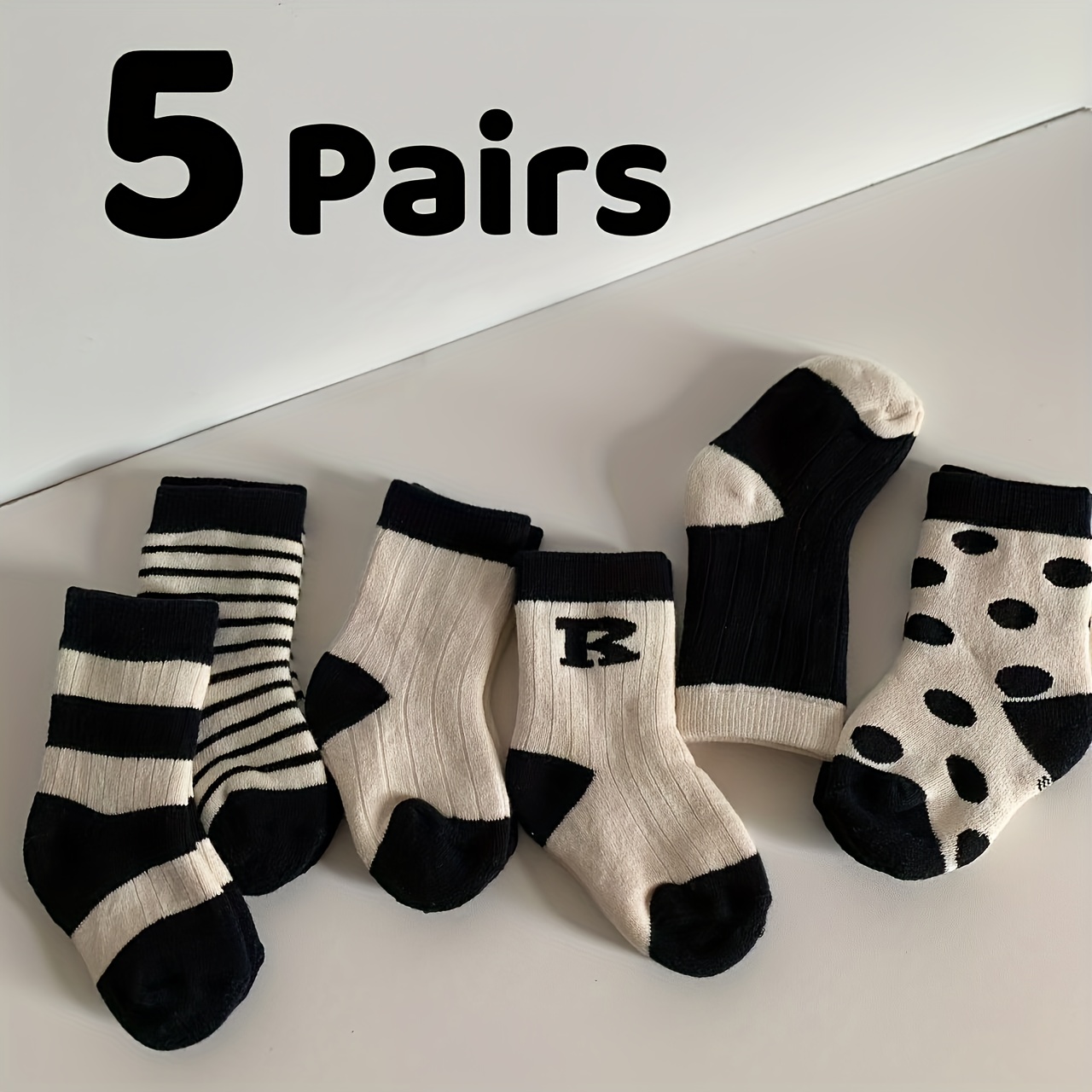 5 Pairs Of Thickened Warm Fluffy Winter Socks, Suitable For, And Children, With Alphabet Stripe , Comfortable Knitted Structure, Cold-proof And