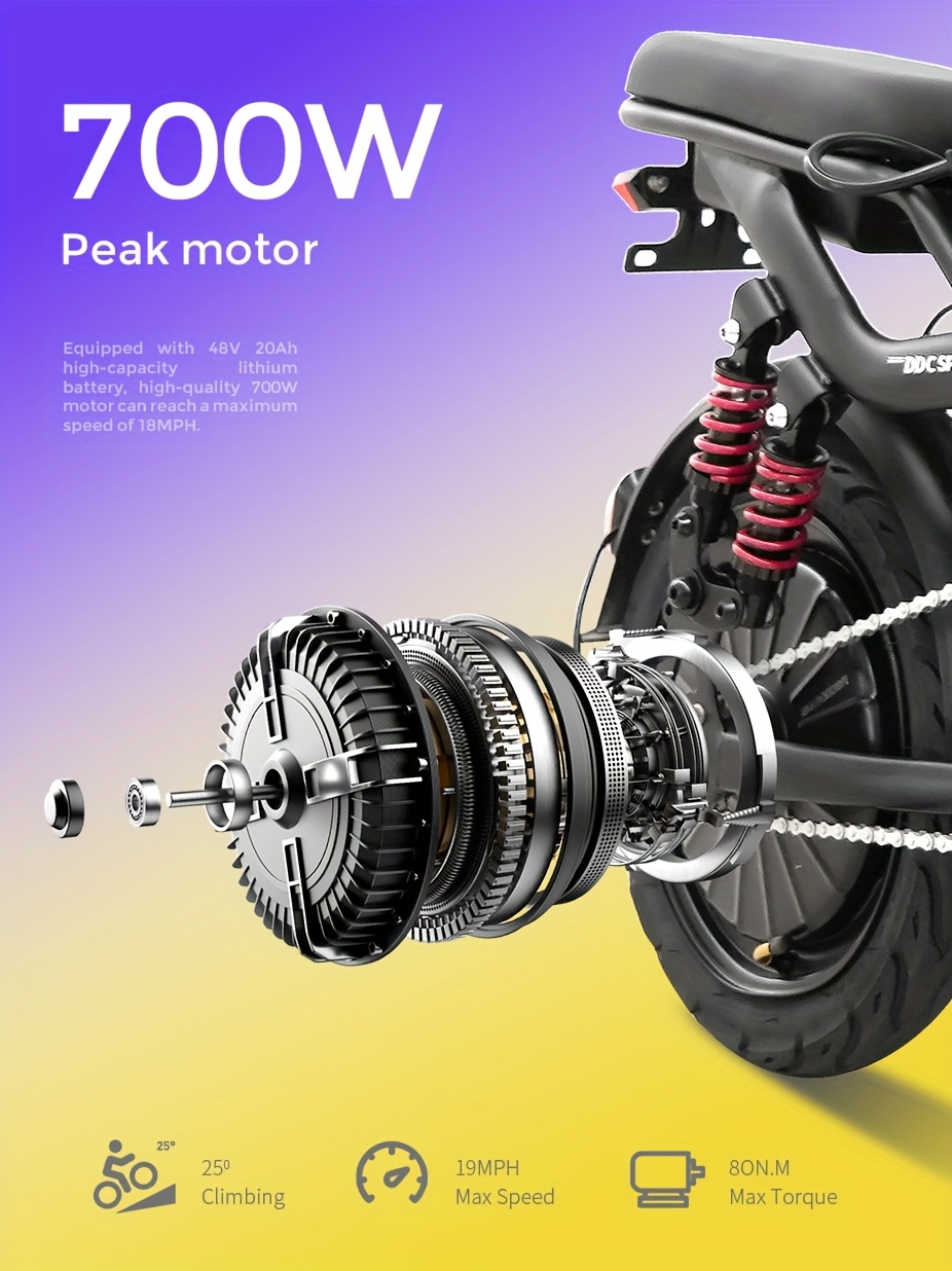 [Folding E-Bike] 700W Folding E-Bike for Adults: Tackle 25° Hills & 20MPH Speeds. 35-Mile Range with 48V 20Ah Removable Battery, 385LBS Capacity & 11-Layer Shock Absorption for A Smooth Ride. Your All-in-One Commute & Adventure Solution