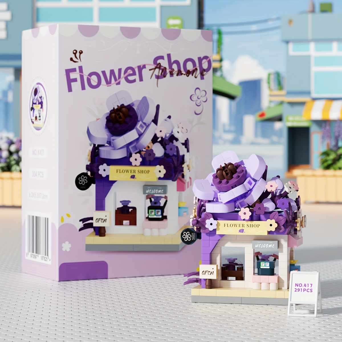 Building Block Street Corner Flower Shop Desktop Decoration