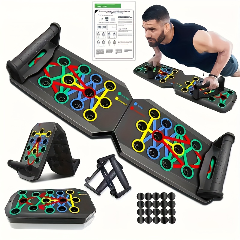 home fitness equipment a portable exercise system with 28 fitness accessories including a 9 in 1 push up board set and pilates sticks suitable for abdominal shoulder and back strength training guyutao