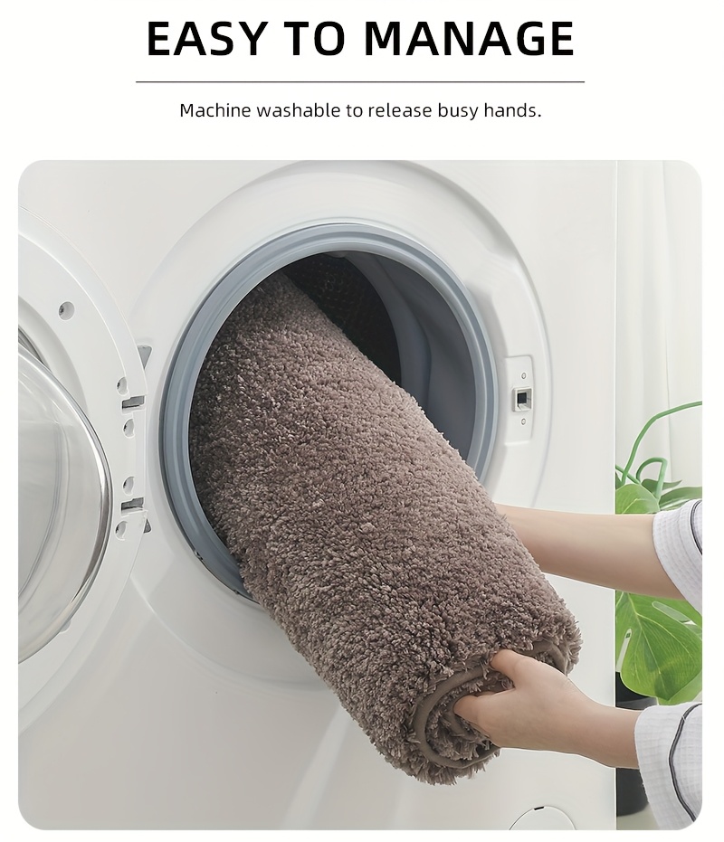 1pc ultra soft plush bathroom toilet mat non slip super absorbent machine washable solid color with u shaped contour for     and support ideal for bathroom and washroom use bathroom mat Product details 14