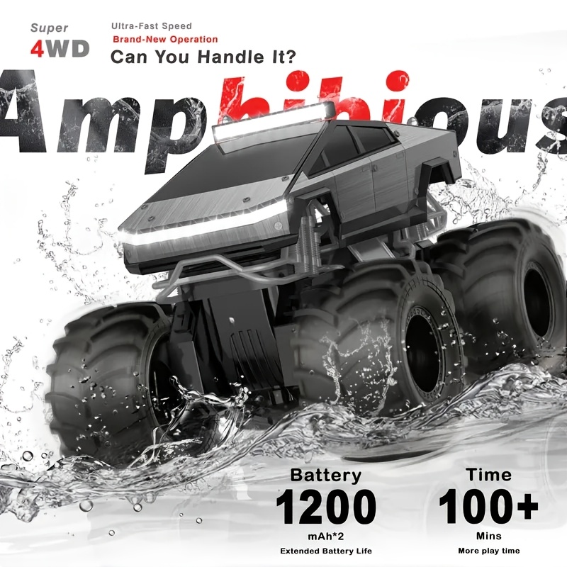 TEMU 1:18 Scale Remote Control Amphibious Vehicle, 2.4ghz Off Road Truck Toy, 4wd All Terrain Off Road Pickup; Perfect For Thanksgiving, Day And