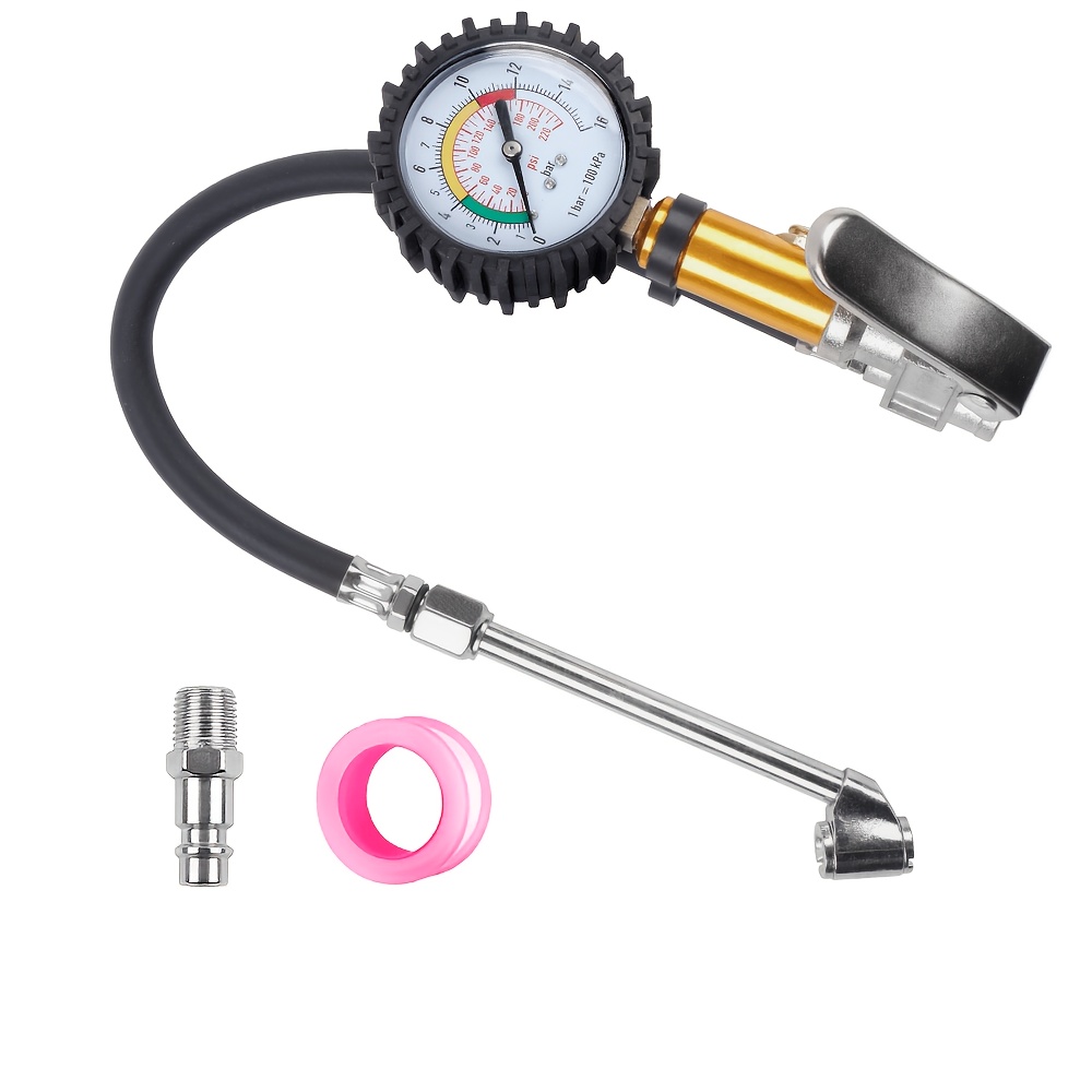 TEMU 3-in-1 Tire Inflator Kit, With Pressure Gauge, European Interface, Vehicle Tire Pressure Monitoring System, 0-220psi, Suitable For Car, & Bike