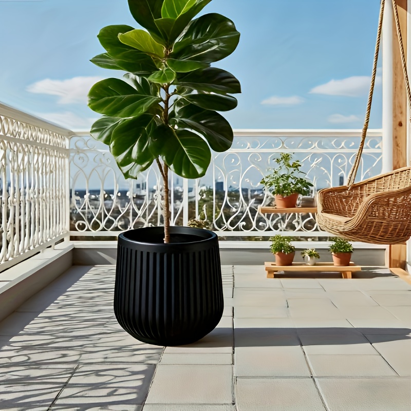 Fashionable Large Round Plastic Flower Pot - Measuring 23.01cm X 22.0cm, This Sturdy Blow-molded Pot Is Perfect for Both Indoor and Outdoor Use, Making It an Excellent Choice for Your Bedroom, Office, Balcony, Hallway, Living Room, or Garden