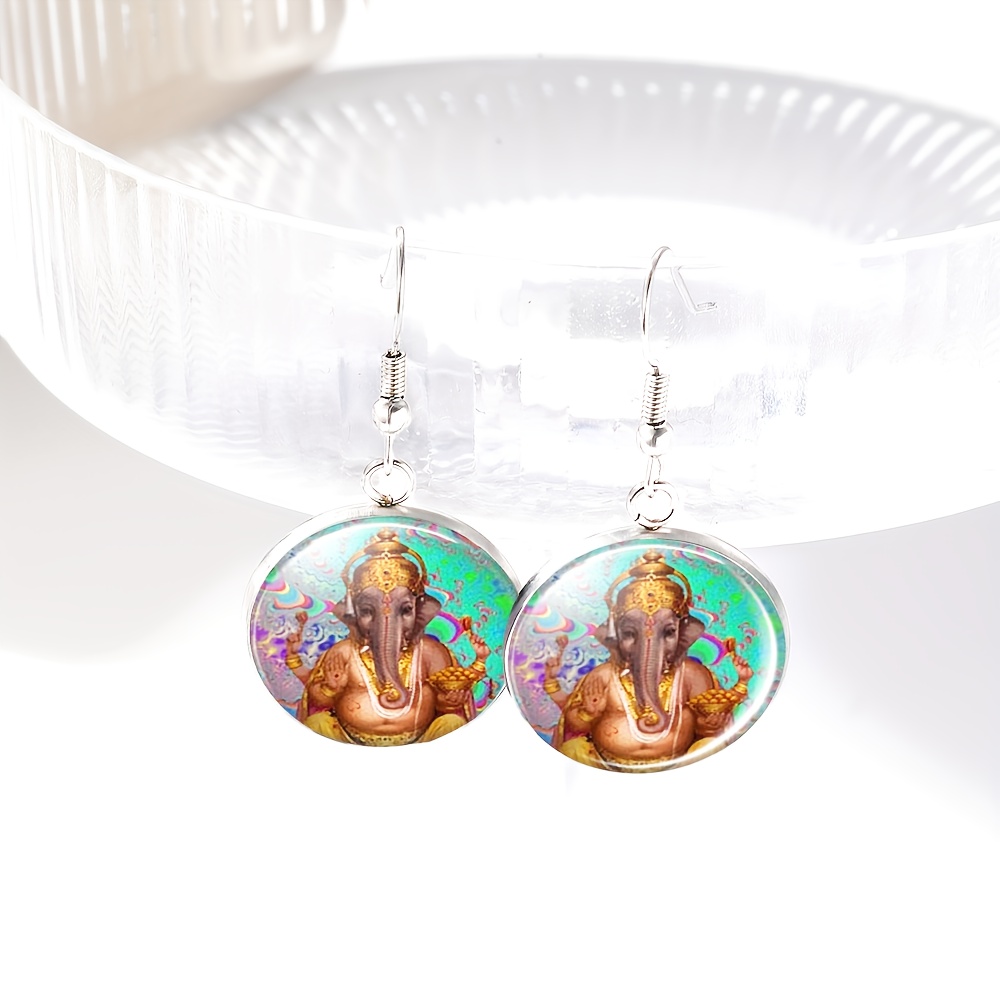 4pcs Glass Inlaid Elephant Head Jewelry Set for Women