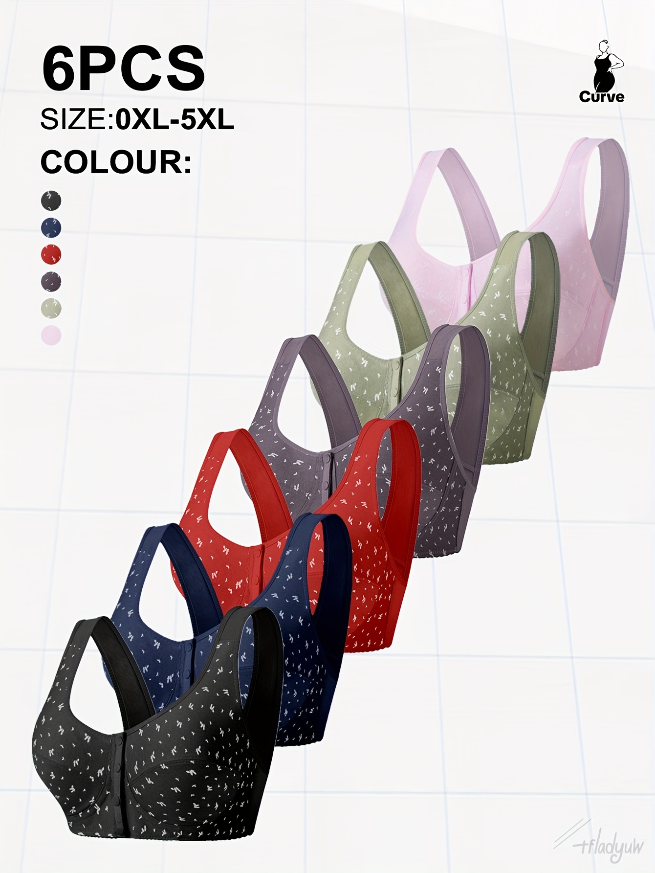 6pcs womens plus size front closure bra tank tops breathable lightweight and stylish with floral print soft fabric and adjustable straps for spring summer   set floral print bra breathable bra