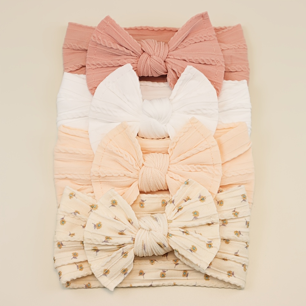 4pcs/lots Baby Girl Headbands Bows Baby Headband Newborn Gift Soft Children Turban Kids Headwear Infant Baby Hair Accessories