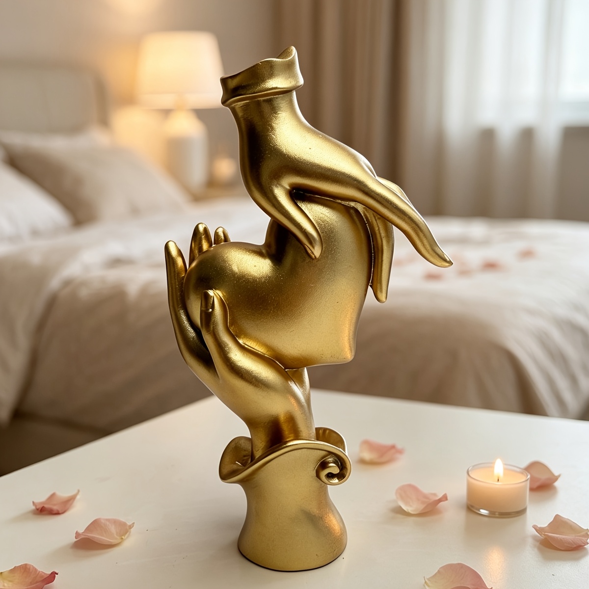 TEMU Romantic Art Lovers Love Heart-shaped Hands Statue Ornament, Engagement And Wedding Anniversary Gift For Girlfriend, Boyfriend, Valentine's Day