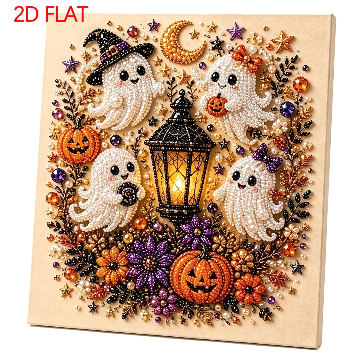 TEMU Halloween Pearl Art Diy Kit, Spooky Cute 3d Diamond-painting Crafts For Adults, Diy Fall Home Decor Wall Art, Beginner Diy Seasonal Party Gift