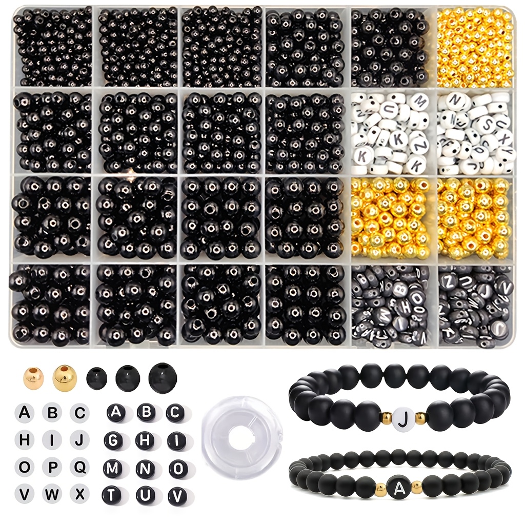 

Of 24 Grid Making Kit+crystal Thread -1400 With Letter Pendant, 8/6/4mm, Bracelet And Necklace With , No Power Required, Adult Handicraft Set