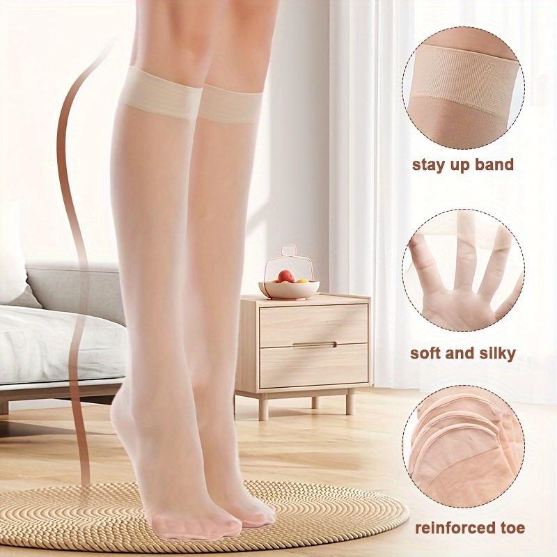

9 Pairs Of Ladies Spring Summer 2d Calf Socks Stockings Women's Core Silk Anti-snagging Silk Short Stockings