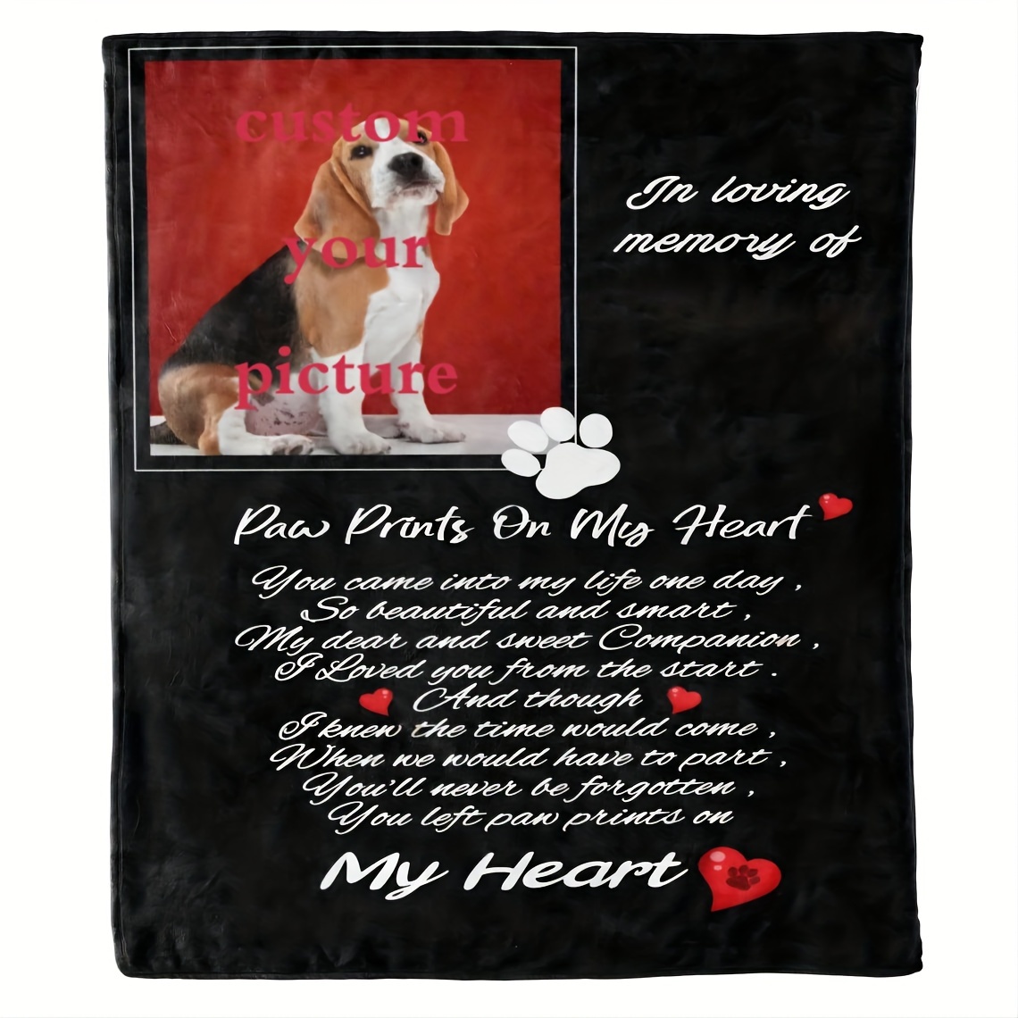 

Personalized 50x40" Photo Blanket - Custom Single-sided Print, Perfect For Dog Lovers & Pet Owners, Ideal Memorial Gift For Home Or Office