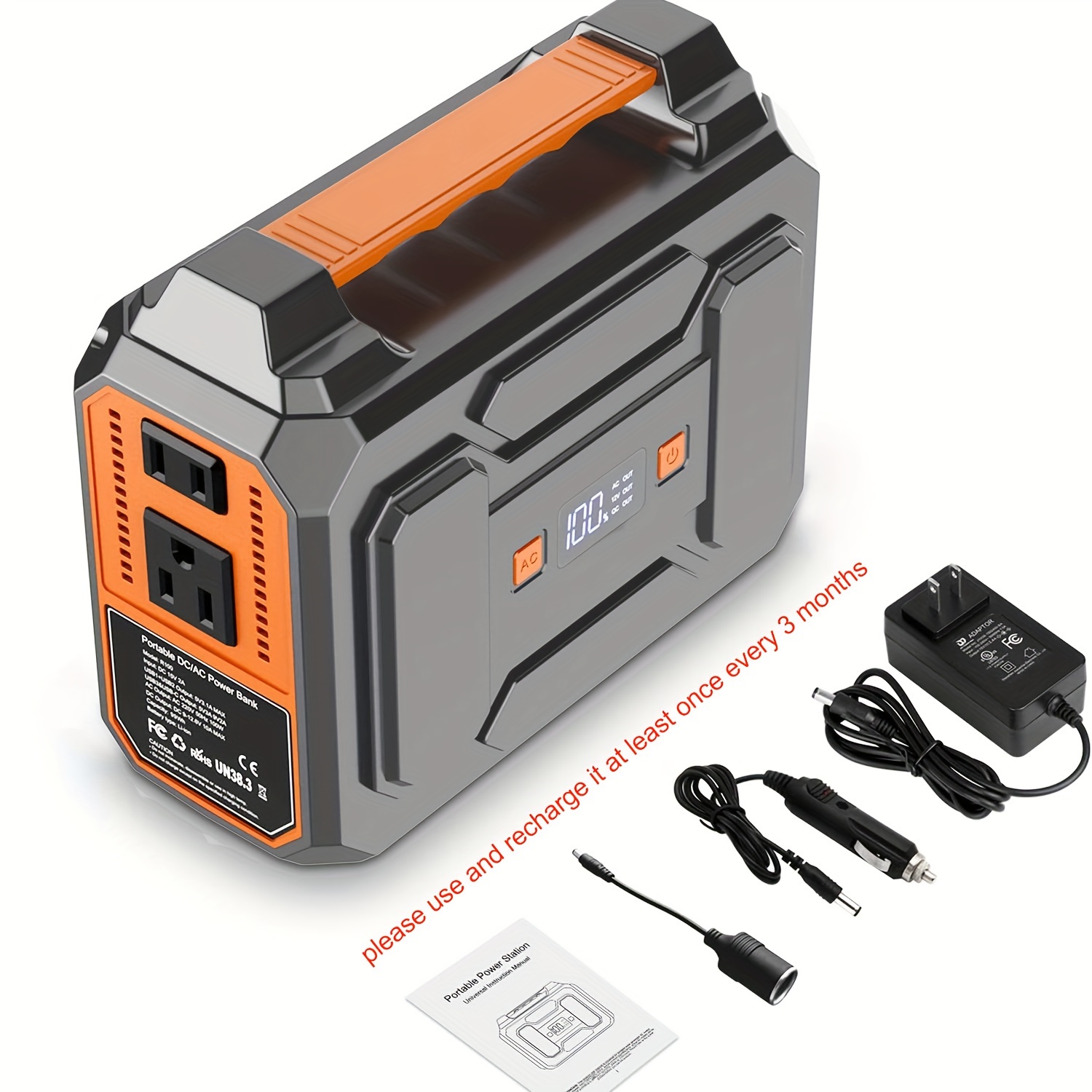 100w 300w rated portable power station solar generator panel   146wh 296wh high capacity battery pack 2x 110v ac outlet   usb c port led   bank for outdoor camping hiking road trip cycling cpap hurricane emergency christmas Product details 5
