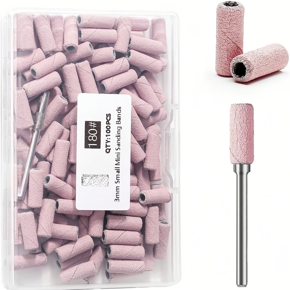 100pcs Manicure Drill Bits Small Sanding Belt, Upgraded 3.1mm Core Drill Bit, 120 Medium Grain Nail File Sanding Belt, Suitable For Acrylic Gel Removal Shaping And Foot Relax