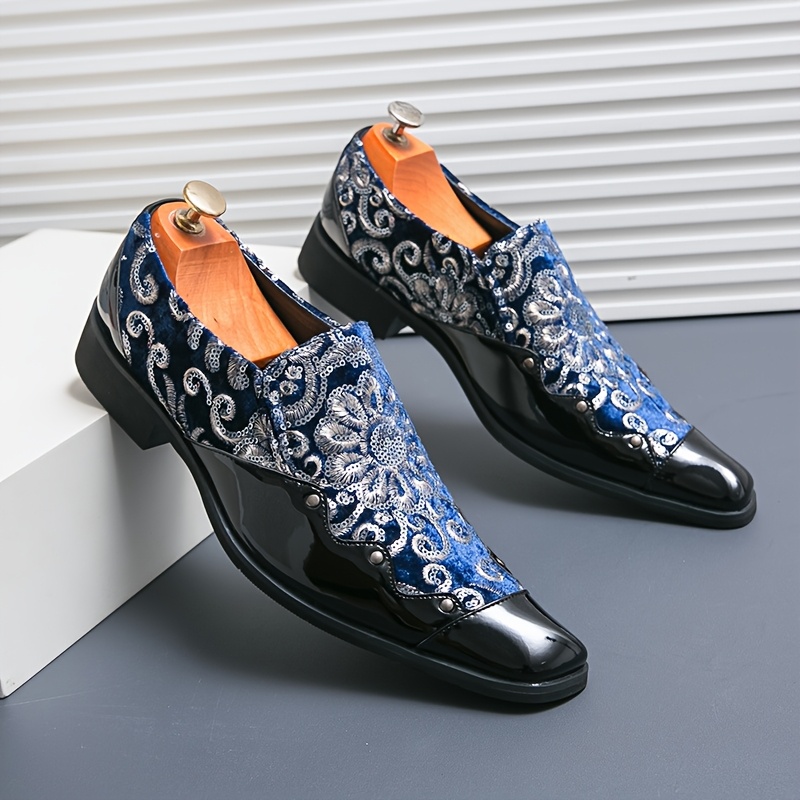 hipster embroidered dress shoes slip casual fashionable height