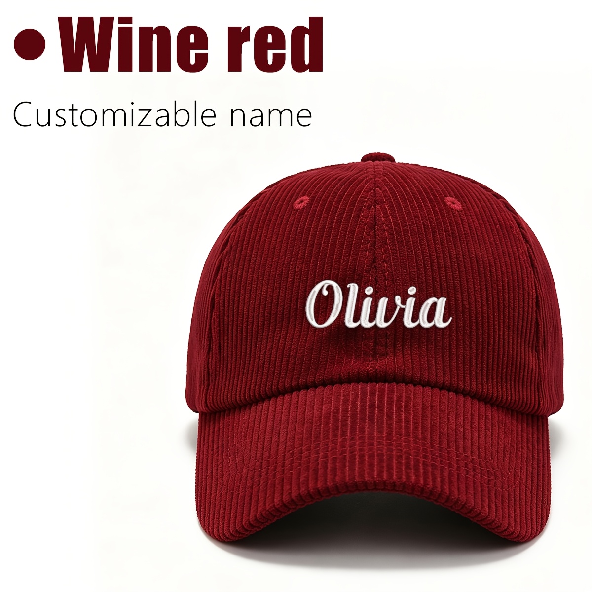 TEMU Casquette de baseball en velours brodée sur mesure, personnalisée avec votre nom, ajustable, unisexe, style vintage, pour , l'hiver et le