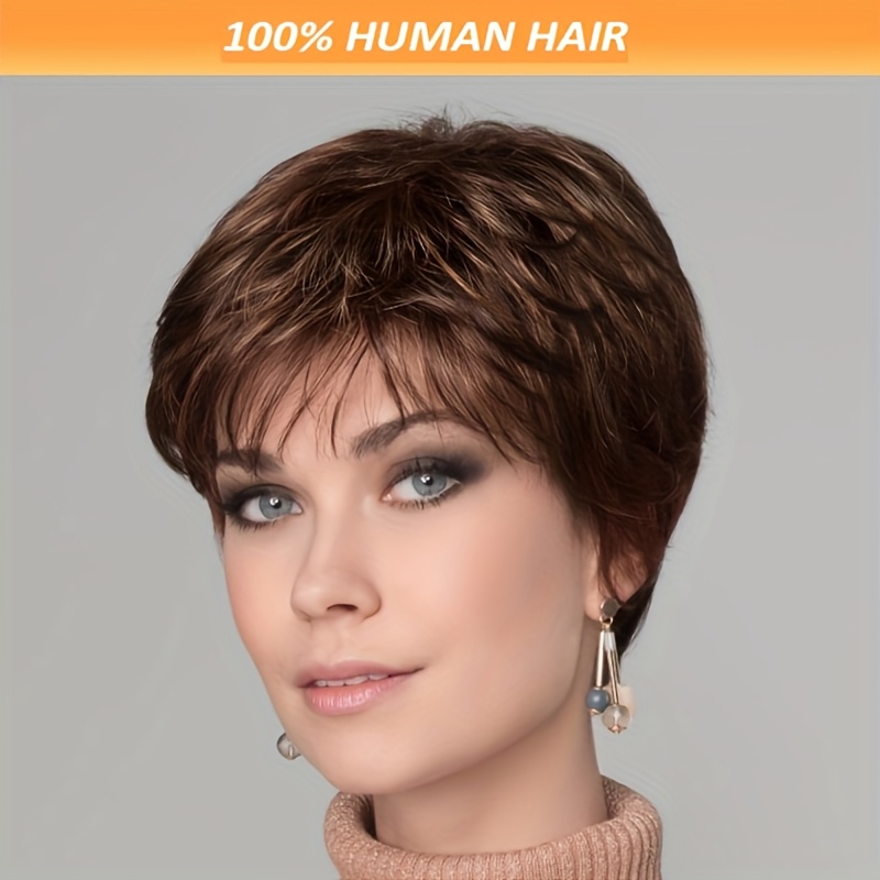 Image of 6 Inch Brazilian Human Hair Wig | 180% Density Natural Look Machine-made Wig With Cap, Straight Brown Hair For Everyday, Cosplay, Parties, Music Festivals, Christmas Party