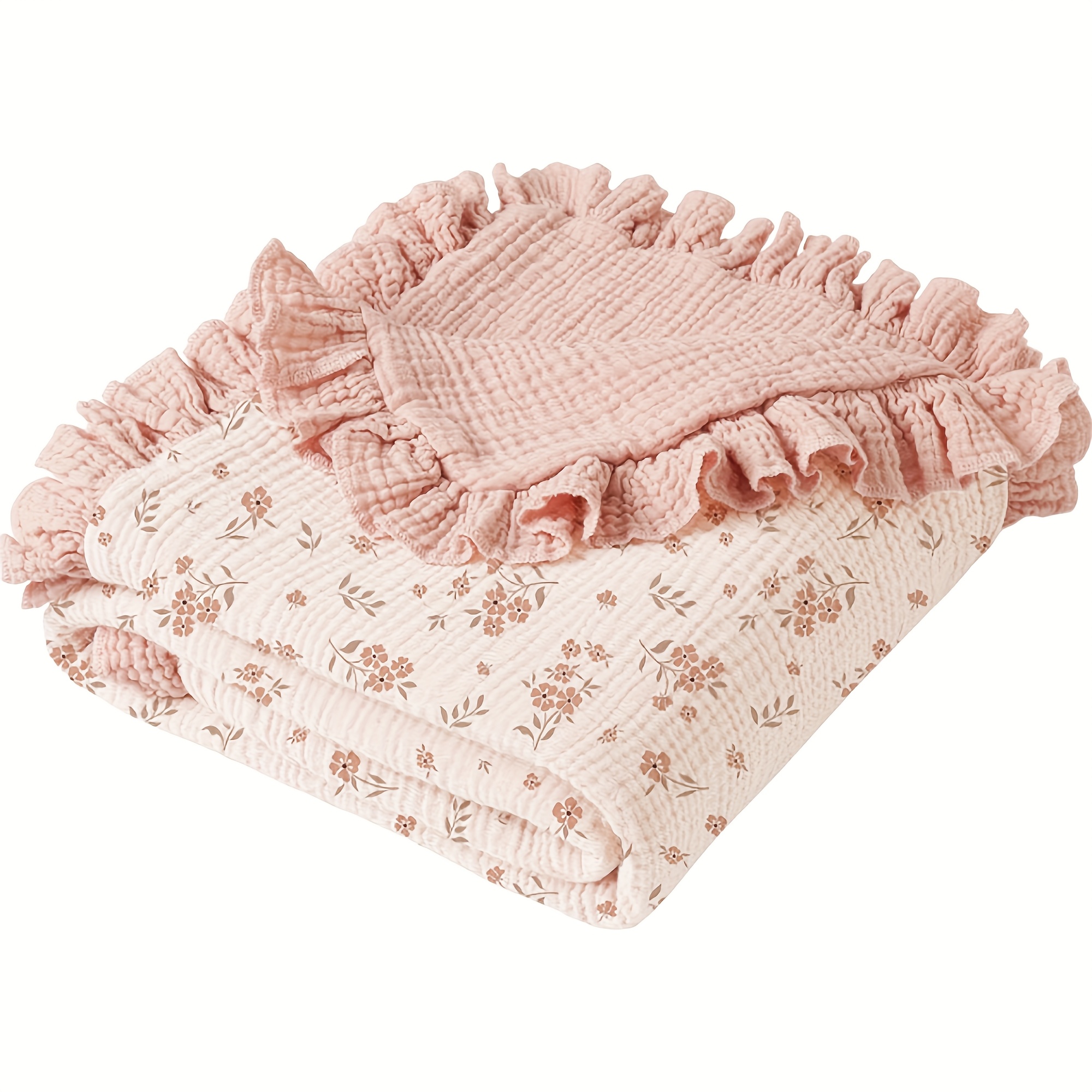 Flounce Muslin Cotton Baby Blanket for Infants and Toddlers, Ultra-Soft Lightweight 40"x36", Multiple Colors