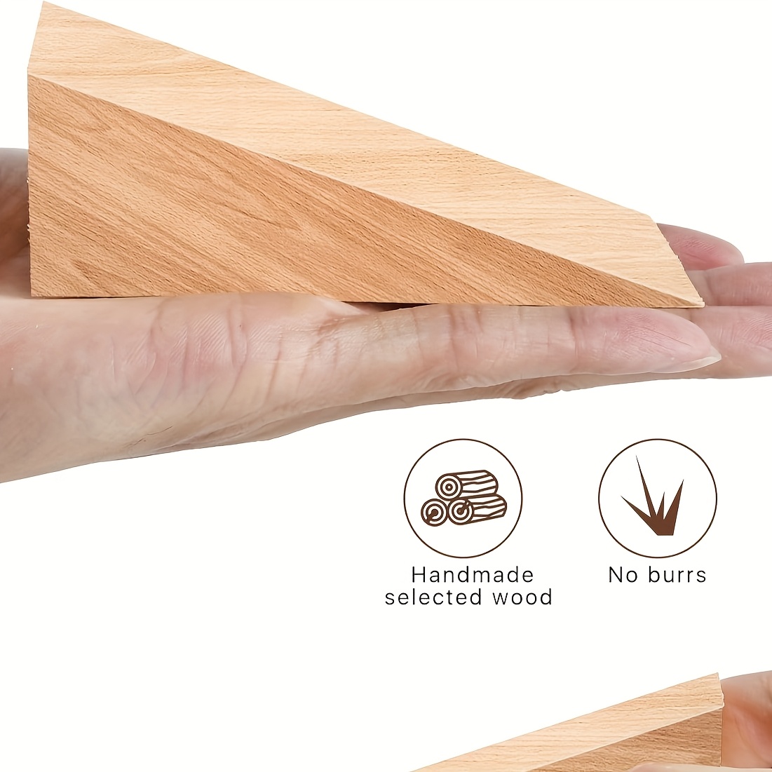 Image of 3/4/8pcswooden Door Stoppers - Handmade Acacia Wood Door Wedge - Door Jammer For Bottom Of Door - Suitable For All Floor Types