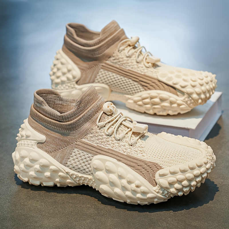 XIOSHENTONG Men's Platform Sneakers - Low-Top Irregular Sole Slippers Suitable for Outdoor, & Daily Wear, Cushioned Insole & PVC Sole, Round Toe Casual Sneakers for, - (Solid Color)