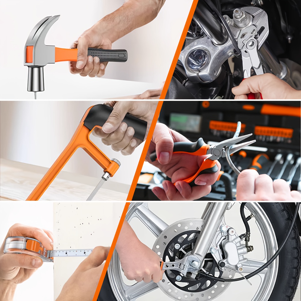 102pcs tool set toolbox set including plastic box hammer pliers wrench and screwdriver set daily household maintenance tool set Product details 4