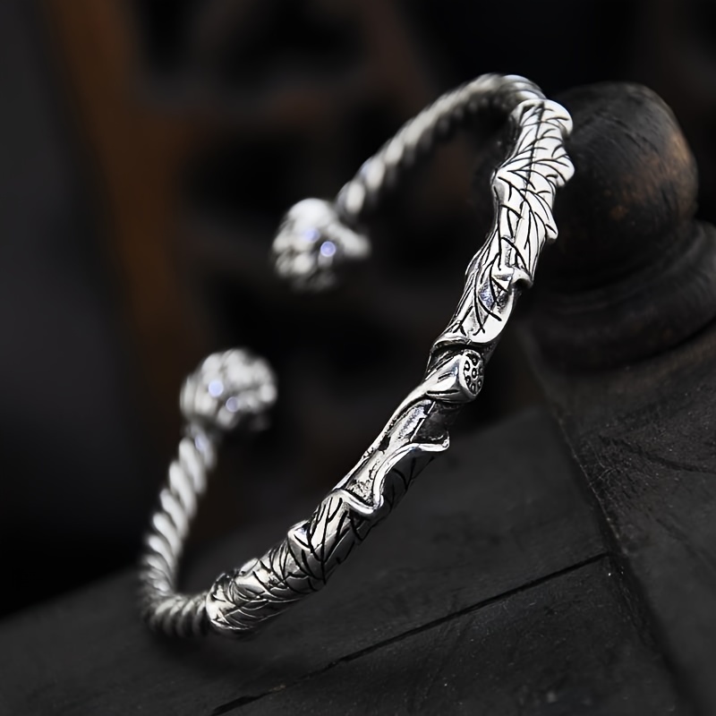 

S999 Silver 30g Retro Domineering Open Silver Bracelet Gift Anniversary Men's Lover Gift