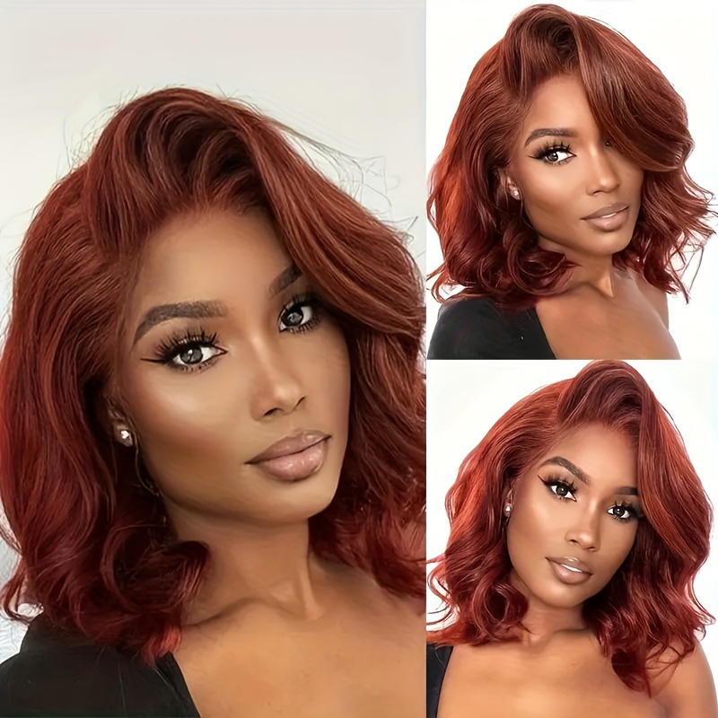 

Reddish Brown Short Body Wave Wigs Human Hair Pre Plucked 13x4 Hd Lace Frontal Wigs Human Hair 150% Density Pre-plucked Virgin Hair For Women