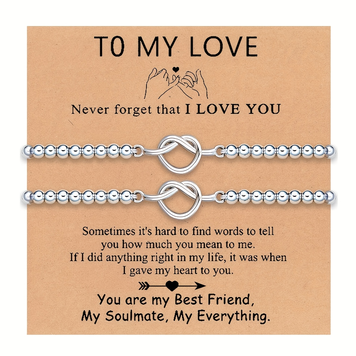 2pcs Love Knot Bracelets with Warm Words Card