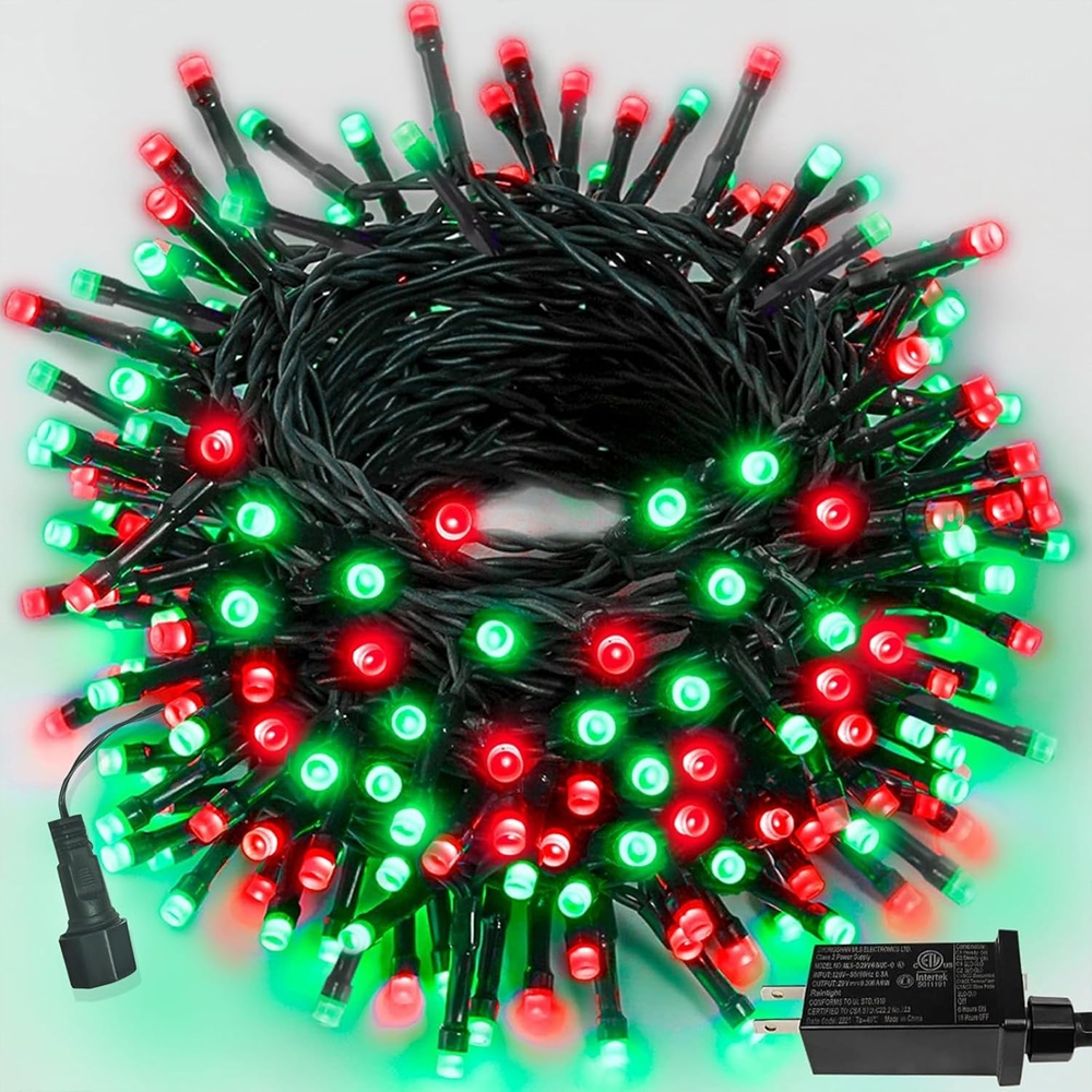 TEMU Red And Green Christmas Color Plug-in Led Fairy String Lights, 32 Meters 300pcs Outdoor Garden Decoration Lights, Suitable For Christmas Tree,
