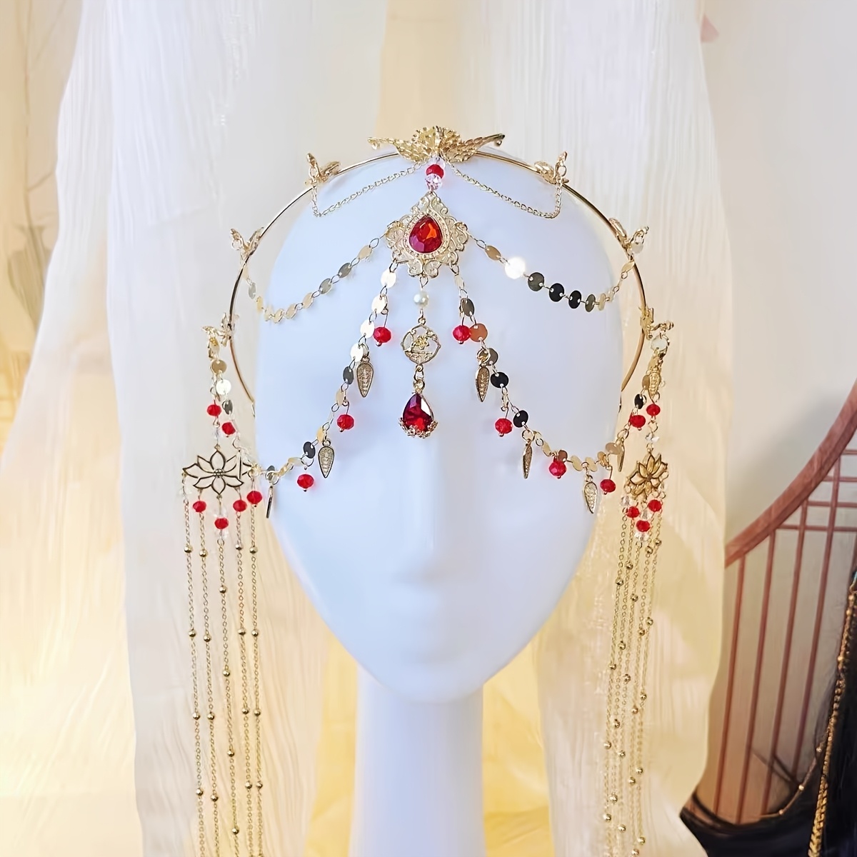 Princess Style Hanfu Forehead Ornament with Tassels