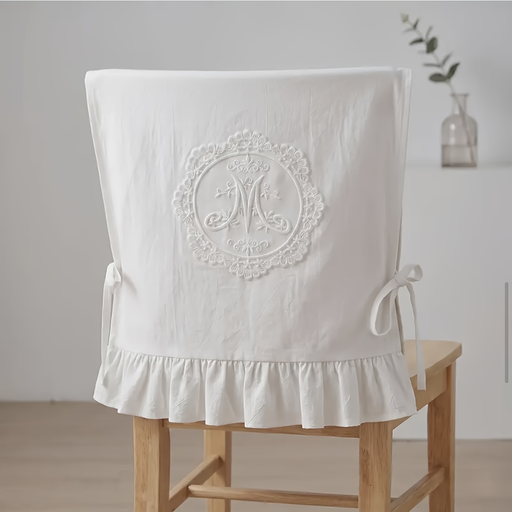 TEMU Housses de chaise bohèmes à broderie en dentelle pour mariage et restaurant - Ourlets à volants, protège-housses élégants, housses de chaise de