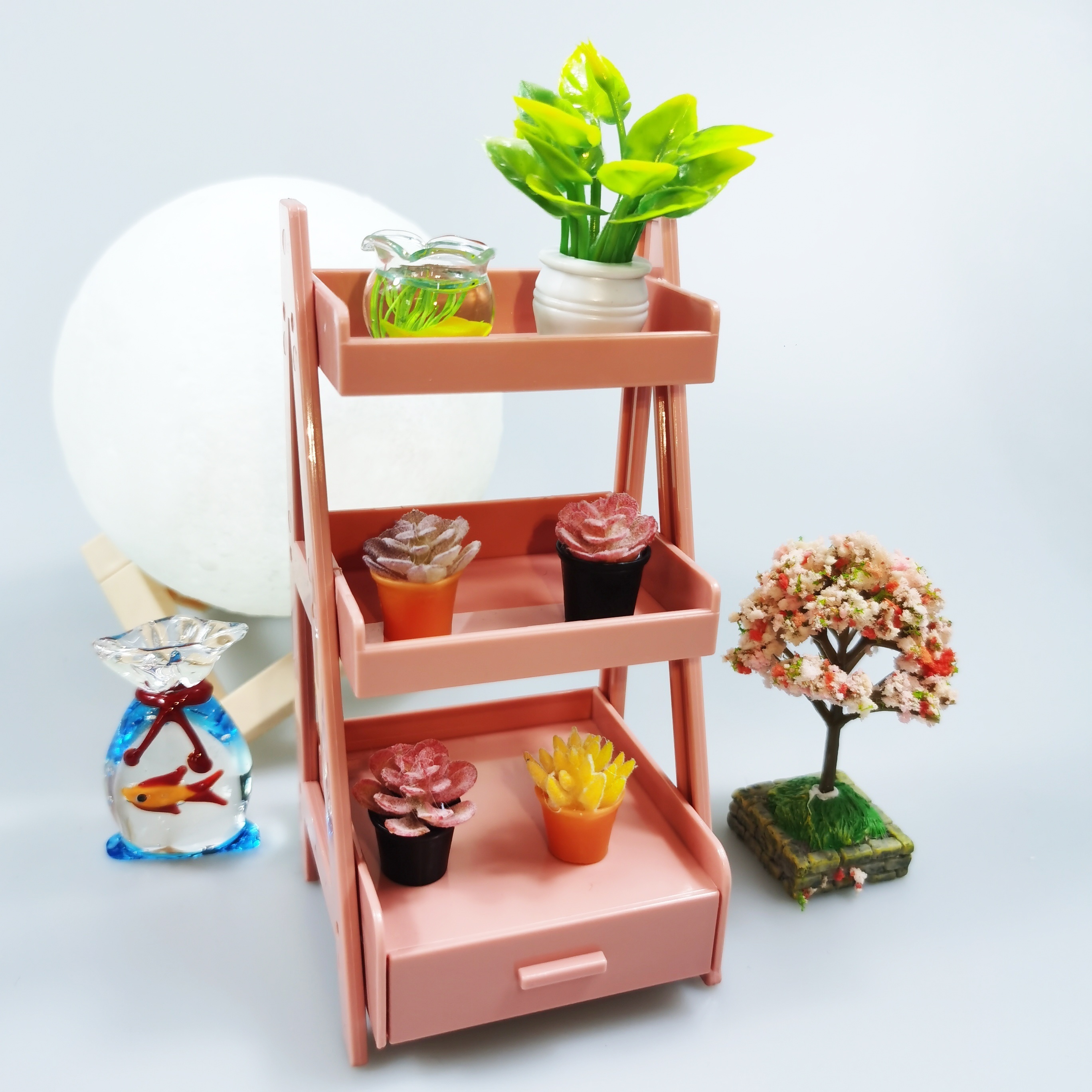 

Miniature 3-tier Display Stand: Perfect For Miniature Items, Diy Art, And Festive Home Decor - Plastic, Round Vase Design