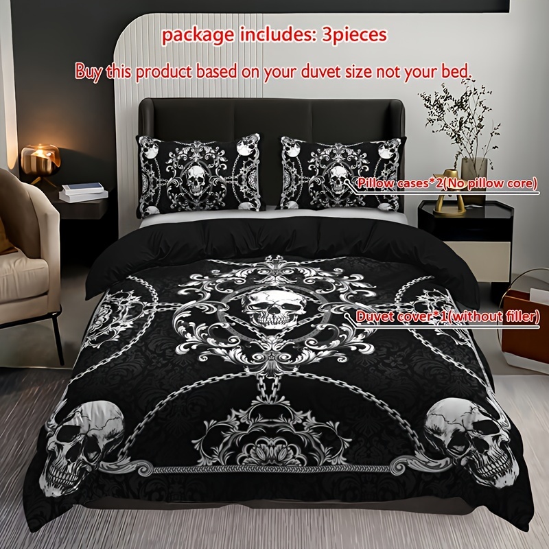 3pcs Print Bedding Set - Includes 1 Duvet Cover & 2 Pillowcases, Breathable Polyester, Machine Washable - Perfect For